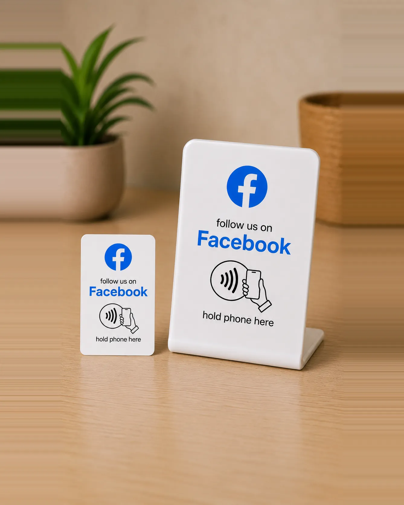 Facebook Page Card, shown at scale in a hand