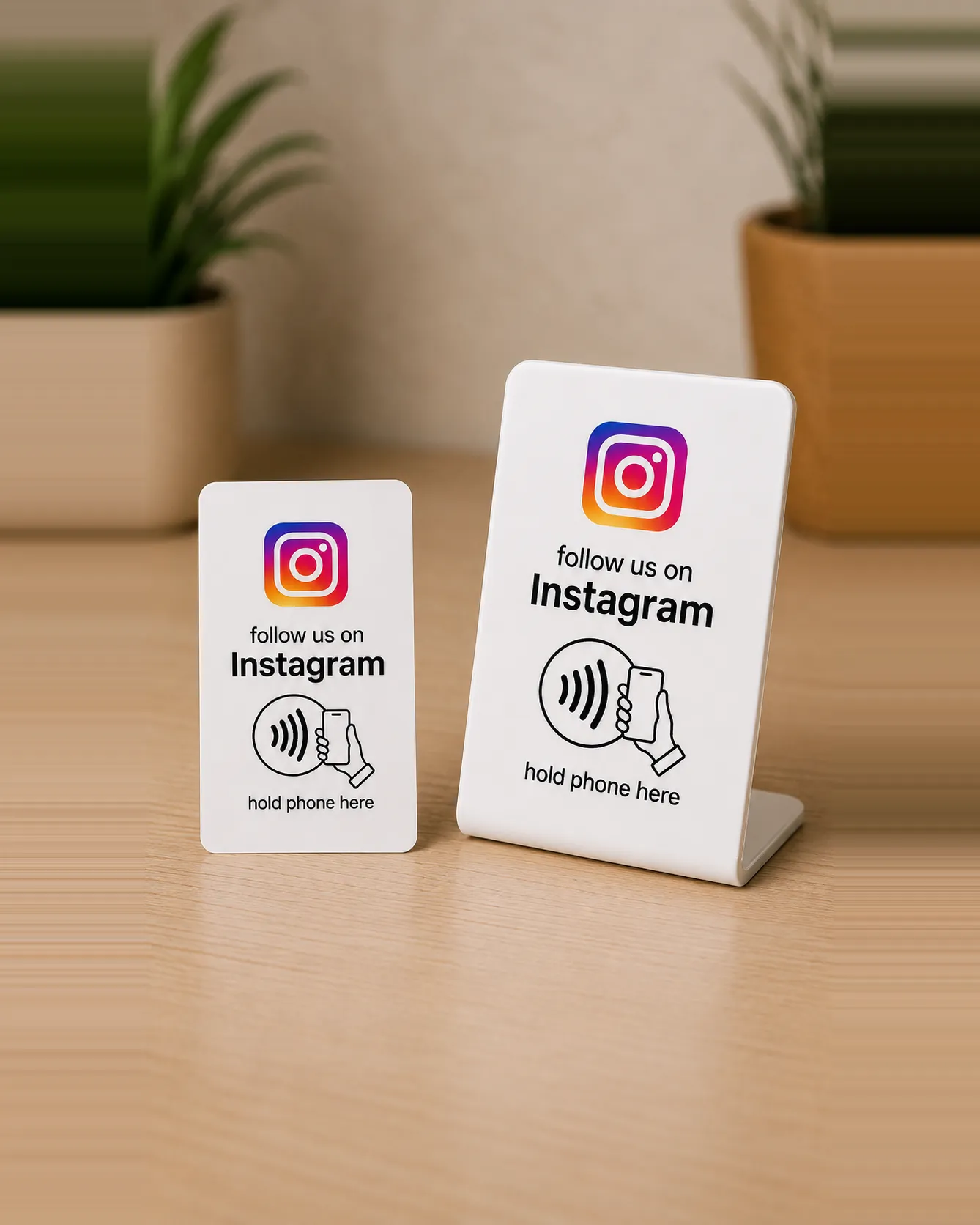 Instagram Follow Card, shown at scale in a hand
