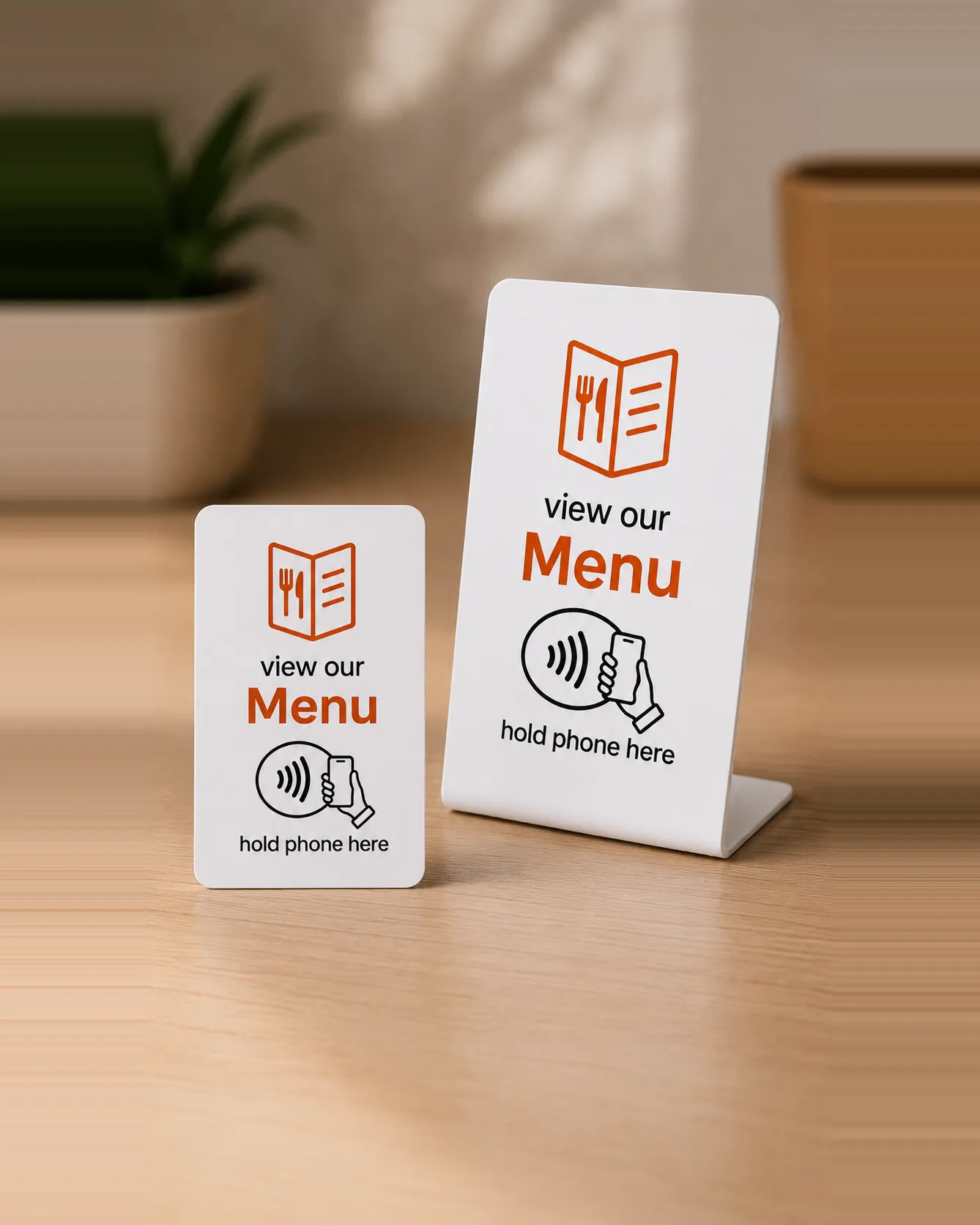 Digital Menu Card, shown at scale in a hand