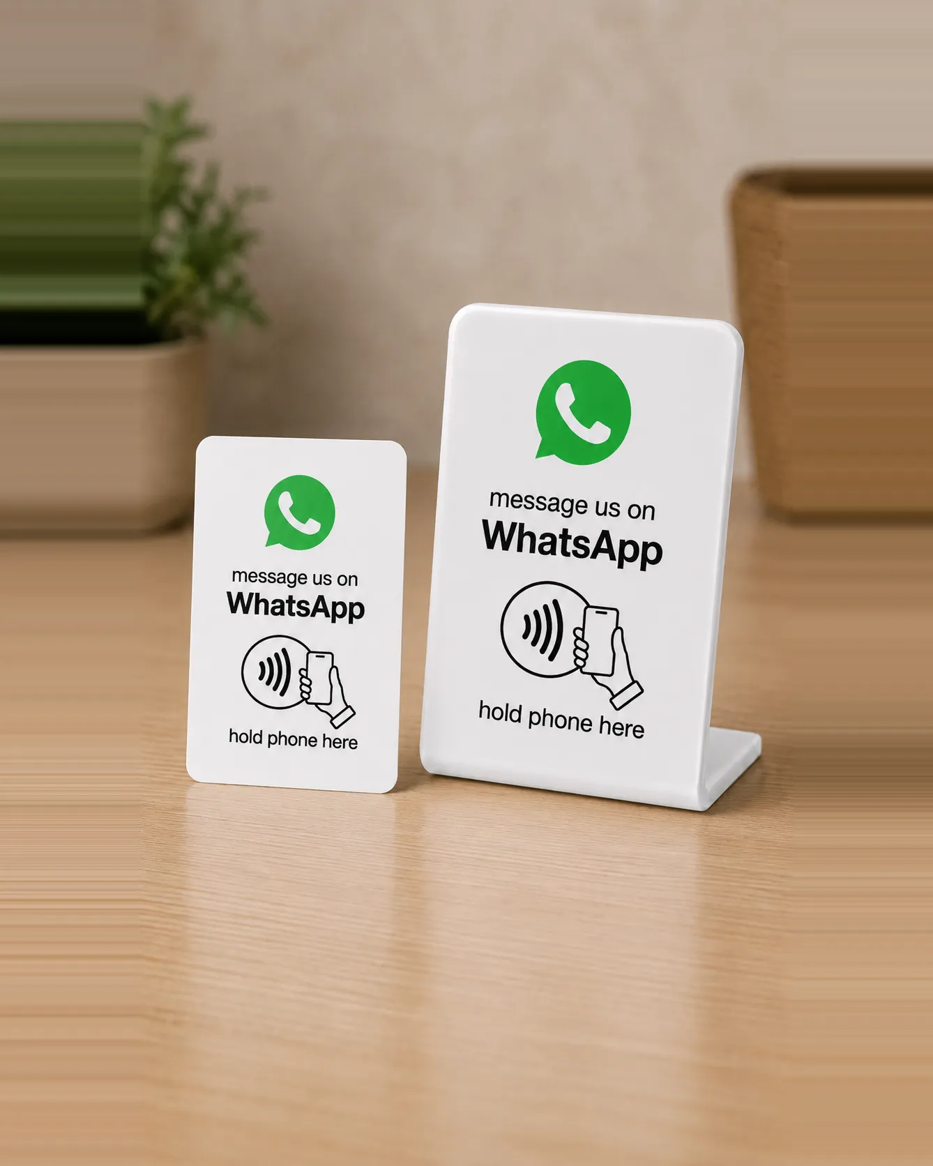 WhatsApp Chat Card, shown at scale in a hand